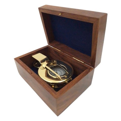 Mosiężny kompas dla inżyniera, geodety, żołnierza w pudełku drewnianym - CA32/2.5