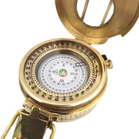 Mosiężny kompas dla inżyniera, geodety, żołnierza w pudełku drewnianym - CA32/2.5