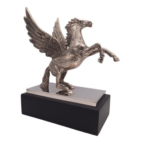 Pegaz - figurka dekoracyjna aluminiowa na podstawie stalowo-drewnianej - NI9935
