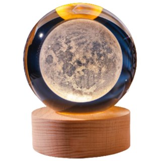 Szklana Kula 3D Księżyc- Lampa Nocna LED USB - Gadżet na Biurko - KKS