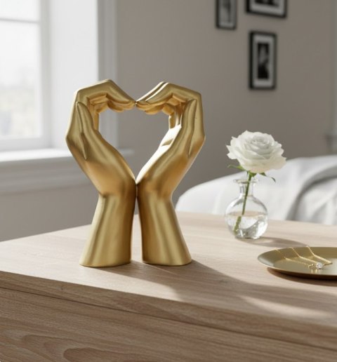 Złota Figurka Dekoracyjna Glamour - Serce z Dłoni - 44190FJ