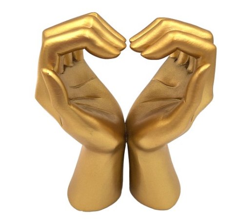 Złota Figurka Dekoracyjna Glamour - Serce z Dłoni - 44190FJ