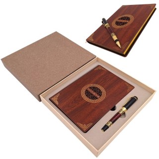 Ekskluzywny Zestaw Prezentowy Premium Notes Notatnik A5 Drewniany + Długopis - EE2