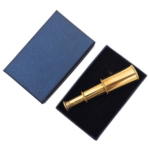 Mosiężny Brelok Luneta w Eleganckim Pudełku - Retro Marynistyczny Prezent - KEY-0016A