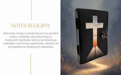 Notes Skórzany Krzyż Religijny - 200 stron - AH15