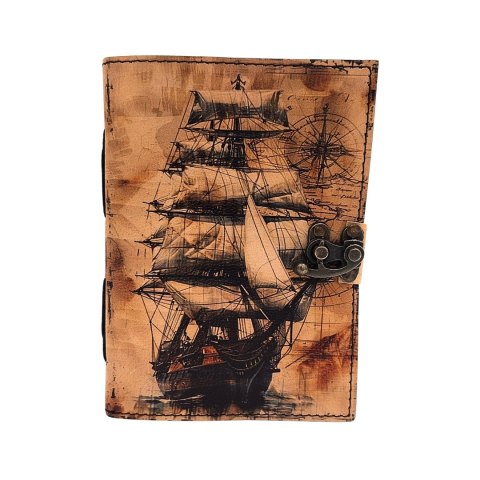 Notes Skórzany Marynistyczny Żaglowiec Retro - Prezent dla Żeglarza - AH11