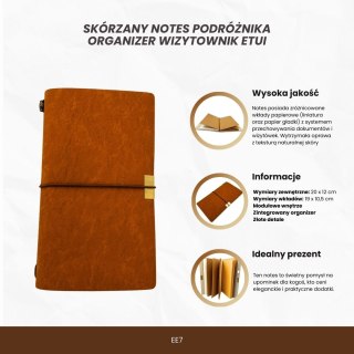 Skórzany Notes Podróżnika Organizer Wizytownik Etui - EE7