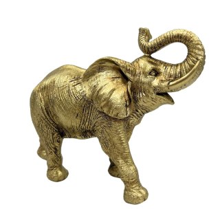 Złoty Słoń z Uniesioną Trąbą - Słonik Figurka dekoracyjna - 141FJZ