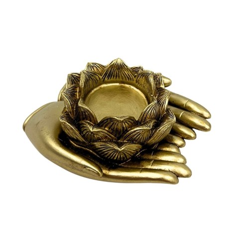 Złoty Świecznik Glamour na Tealight - Dłoń - 311FJZ