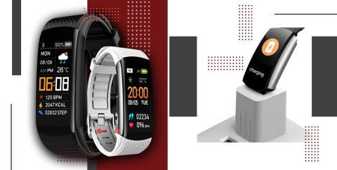 Smartwatch GIEWONT Czarno Biały 2 Paski GW200-2