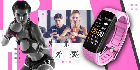 Smartwatch GIEWONT Czarno Różowy 2 Paski GW200-4