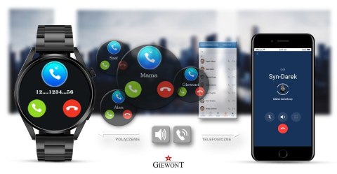 Smartwatch GIEWONT Vertex SmartCall GW450-2 Carbon/Carbon Leather