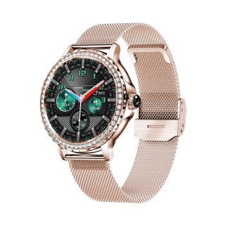 Smartwatch Damski VELTORI VT320-1 Złota Bransoleta + Różowy Pasek Silikonowy