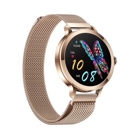 Smartwatch Damski VELTORI VT340-1 Złota Bransoleta + Różowy Pasek Silikonowy