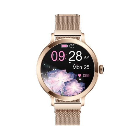 Smartwatch Damski VELTORI VT340-1 Złota Bransoleta + Różowy Pasek Silikonowy