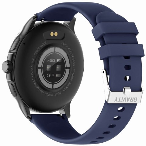 Smartwatch Damski GRAVITY GT12-2 Granatowy Pasek Silikonowy + Czarna Bransoleta