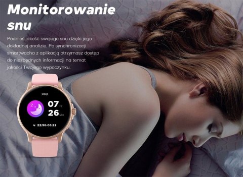 Smartwatch Damski GRAVITY GT12-2 Granatowy Pasek Silikonowy + Czarna Bransoleta