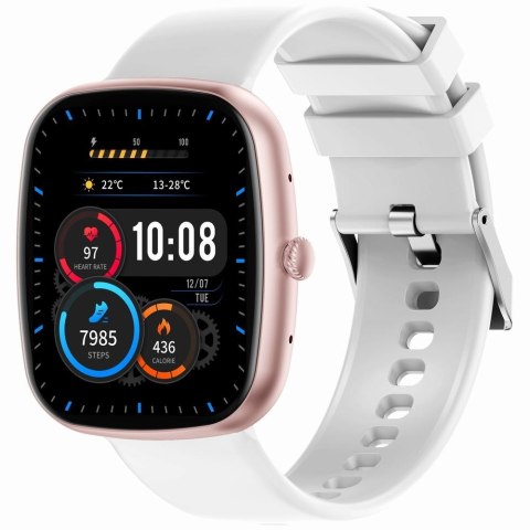 Smartwatch Damski GRAVITY GT18-2 Różowy Pasek Silikonowy + Biały Pasek