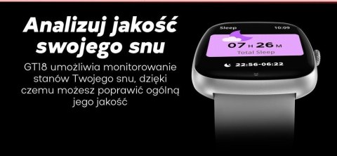 Smartwatch Damski GRAVITY GT18-2 Różowy Pasek Silikonowy + Biały Pasek