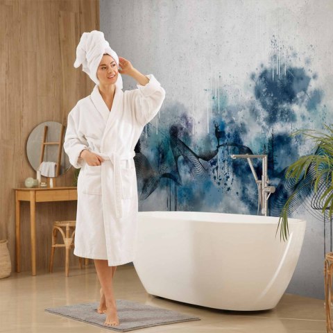 Fototapeta - Abstrakcyjna fala - minimalistyczna kompozycja z niebieskim deseniem