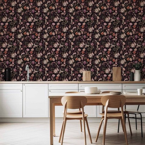 Tapeta - Pachnące kwiaty i zioła - śliwkowy