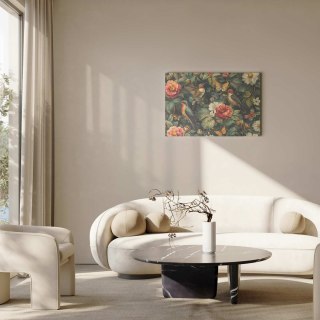 Obraz - Kwiaty, ptaki i motyle - ilustracja w stylu vintage