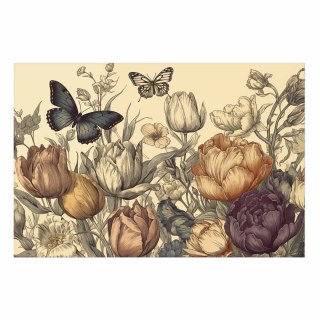 Plakat - Kolorowe tulipany na kremowym tle