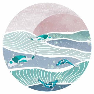 Fototapeta okrągła - Ryby na falach