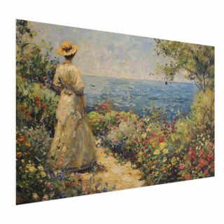 Plakat - Nostalgiczna impresja - zamyślona kobieta kontempluje krajobraz