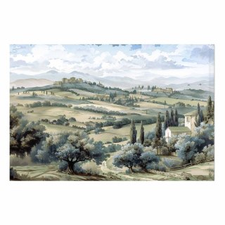 Plakat - Pejzaż ze słonecznymi; zielonymi polami