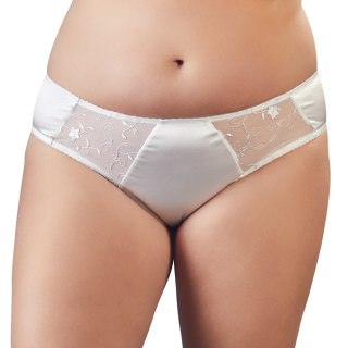 Białe majtki z satyny i haftowanego tiulu 4XL