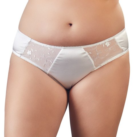 Białe majtki z satyny i haftowanego tiulu 4XL