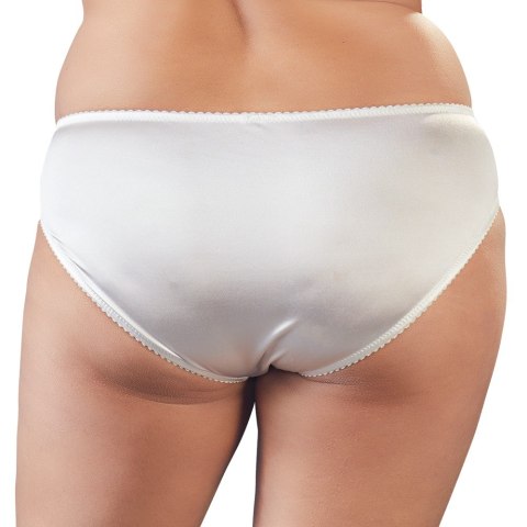 Białe majtki z satyny i haftowanego tiulu 4XL