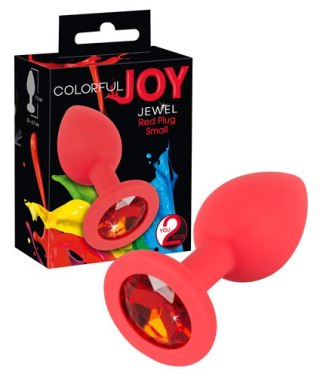Joy Jewel Korek analny czerwony z kryształkiem
