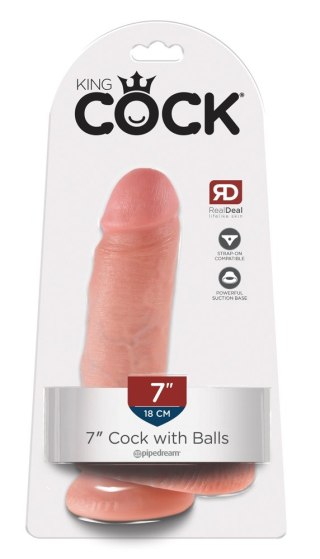 King Cock 7 Dildo z jądrami i przyssawką 19,4 cm