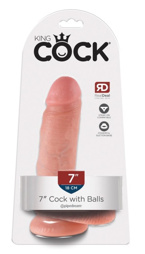 King Cock 7 Dildo z jądrami i przyssawką 19,4 cm