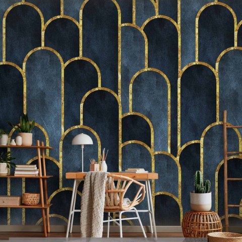 Fototapeta - Złoto-granatowy wzór