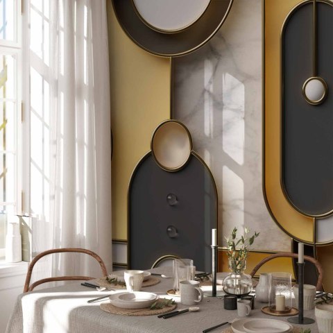 Fototapeta - Złoto-marmurowy geometryczny wzór