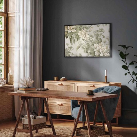 Obraz - Retro vintage kwiaty w delikatnych kolorach kremowych i zielonych