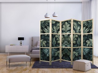 Parawan japoński - Ciemnozielone wiktoriańskie liście - botaniczna rzeźbiona kompozycja