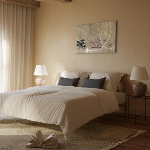 Obraz - Samolot Banksy (1-częściowy) - graffiti czerwone napisy na tle muralu