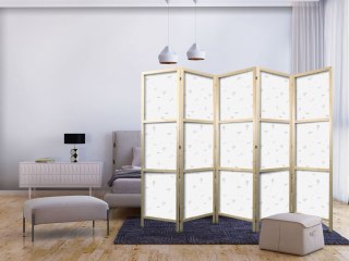 Parawan japoński - Rysunek - samoloty - balony i sterowce na tle nieba pełnego ptaków