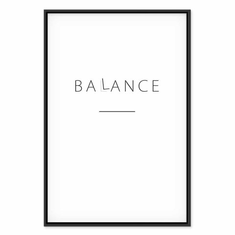 Obraz - Balans słów (1-częściowy) - czarny napis po angielsku na białym tle