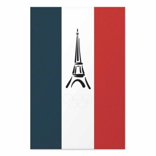 Plakat - Graficzna wieża Eiffla na tle flagi Francji