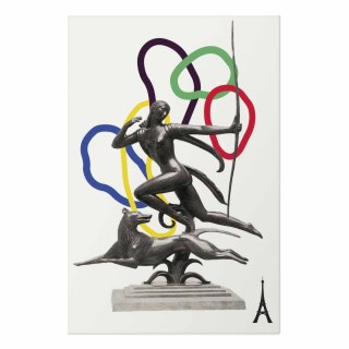 Plakat - Grafika kolaż - kobieta strzelająca z łuku