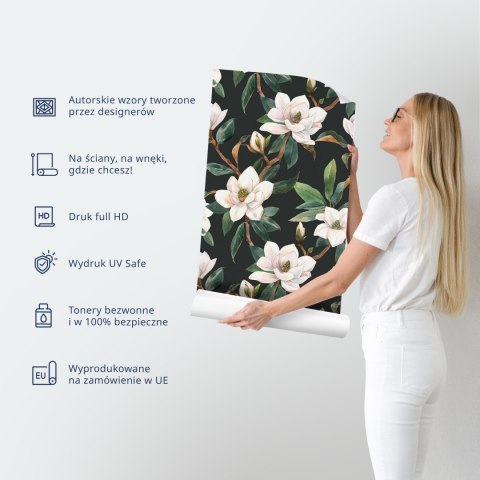 Tapeta - Niebieski antyk - delikatny wzór o tematyce greckiej i botanicznej