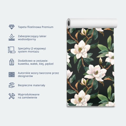 Tapeta - Niebieski antyk - delikatny wzór o tematyce greckiej i botanicznej