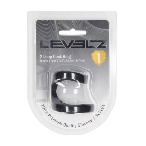 2 Loop Silicone Cockring - Black