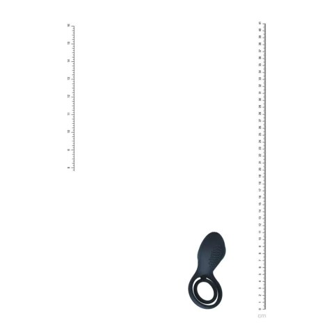 Vibrating Cock and Ball Ring with Winged Stimulator - Black