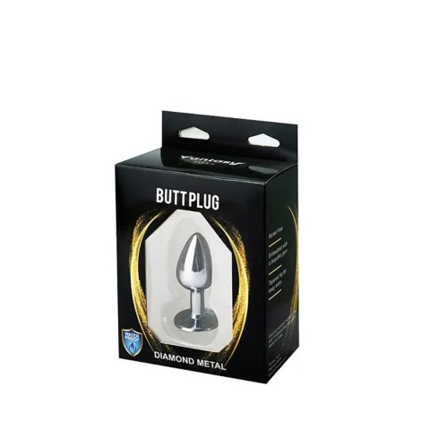 Silver Small Butt Plug with Red Diamond